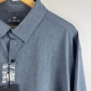 01.Algo Commuter Dress Shirt Mens XXL Blue Check Performance Long Sleeve NEW